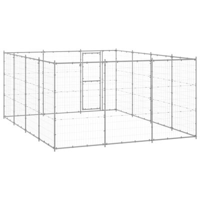 vidaXL Външна клетка за куче, поцинкована стомана, 14,52 м²