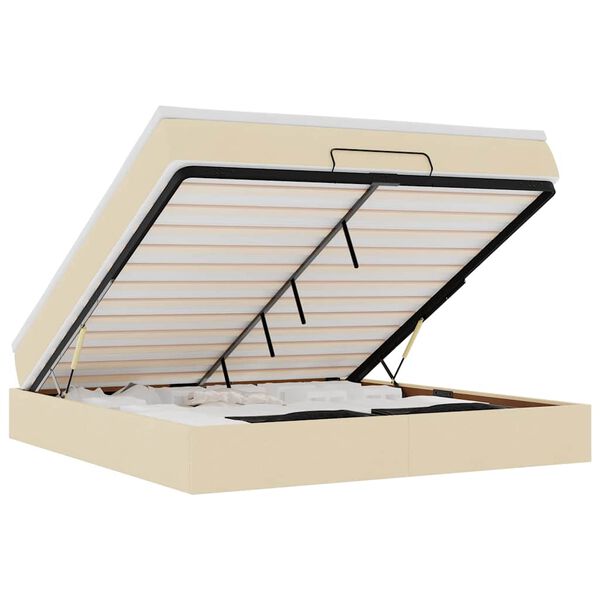 vidaXL Османска легло с матрак, кремаво, 180x200 см, плат