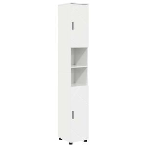 vidaXL Шкаф за баня със съхранение Лъскаво бяло 30 x 35 x 192 см