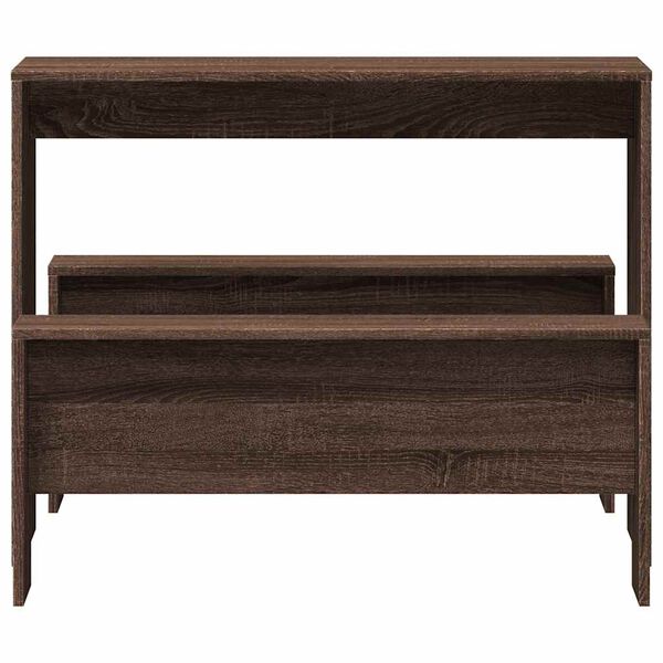 vidaXL Комплект маса за хранене и пейка от 3 части Кафяв дъб от