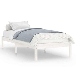 vidaXL Рамка за легло бяла масивно дърво 75x190 см Small Single