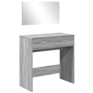 vidaXL Тоалетка с огледало, сив сонома, 80x39x80 см