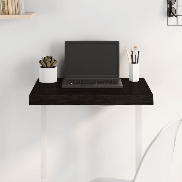 vidaXL Плот за маса тъмнокафяв 60x50x(2-6) см обработен масивен дъб