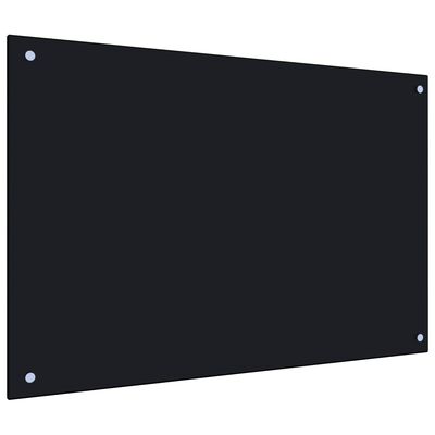 vidaXL Кухненски гръб, черен, 90x60 см, закалено стъкло