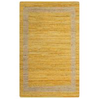 vidaXL Ръчно тъкан килим от юта, жълт, 80x160 см
