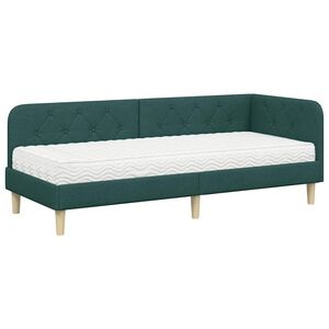 vidaXL Ъглова рамка за легло Тъмен зелен 80 x 200 cm текстил