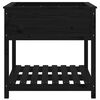 vidaXL Плантер с рафт, черен, 82,5x82,5x81 см, борово дърво масив