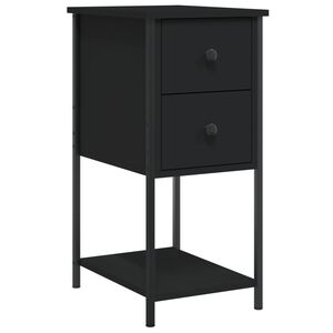 vidaXL Нощно шкафче, черно, 32x42x70 см, инженерно дърво