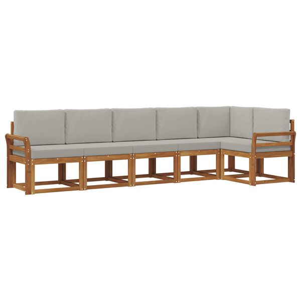 vidaXL Комплект дивани за открито 6 pcs Естествено и светло сиво