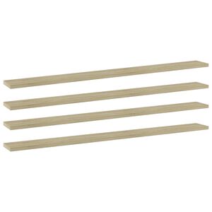 vidaXL Рафтове за етажерка, 4 бр, дъб сонома, 100x10x1,5 см, ПДЧ