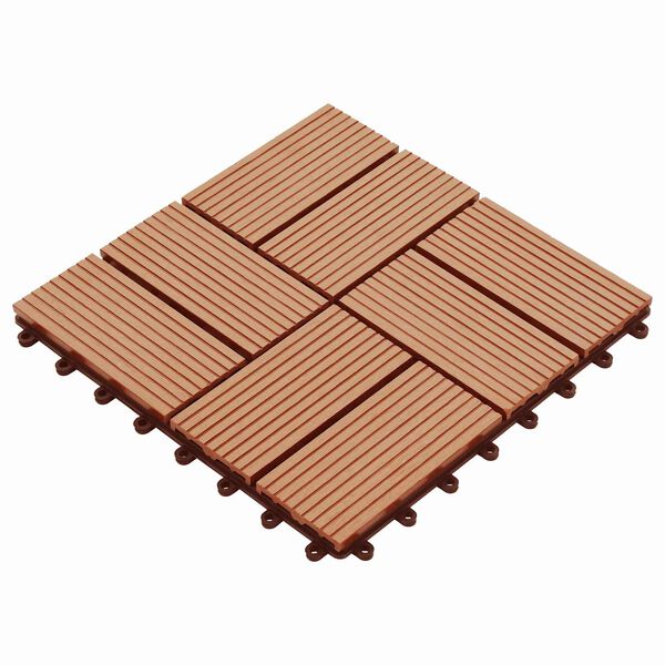 vidaXL Плочка за decking 11 pcs Тик 30 x 30 cm WPC