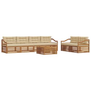 vidaXL Комплект дивани за открито 7 pcs Натурален и Бежов