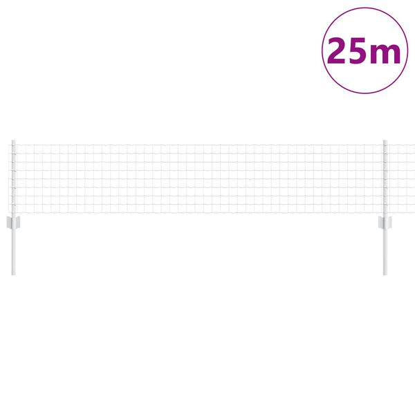 vidaXL Ограда с пост Сребрист 0,4 x 25 м Стомана