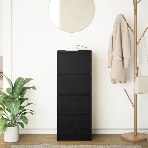 vidaXL Сайдборд, Черен дъб, 37,5x35x99 см, инженерно дърво