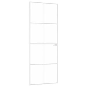 vidaXL Интериорна врата бяла 76x201,5 см закалено стъкло и алуминий
