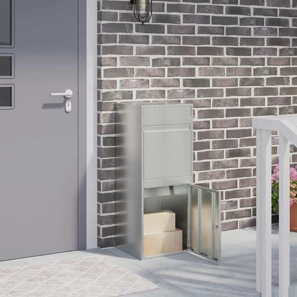 vidaXL Пощенска кутия за пратки със съхранение Черно 41 x 38 x 103 см