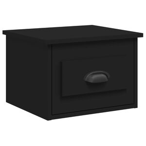 vidaXL Нощно шкафче за стенен монтаж, черно, 41,5x36x28 см