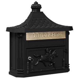 vidaXL Стенно монтирана пощенска кутия с врата Черно 40,5 x 16 x 45 см
