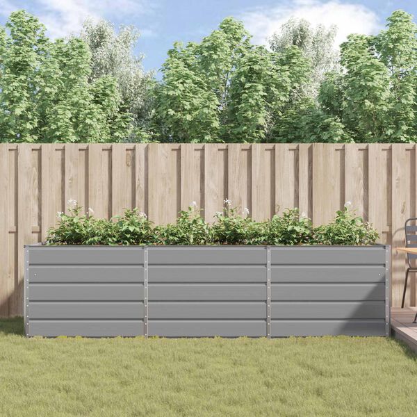 vidaXL Кашпа Светлосиво 195 x 100 x 45 см Галванизирана стомана