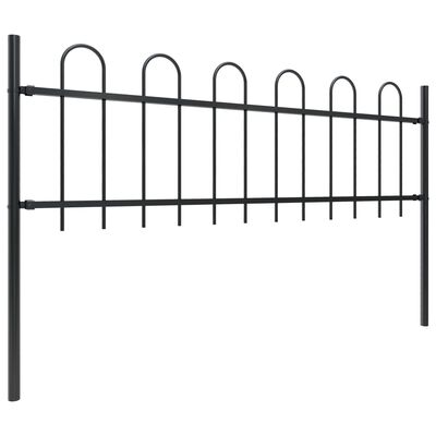 vidaXL Градинска ограда с извити върхове, стомана, 11,9x0,6 м, черна