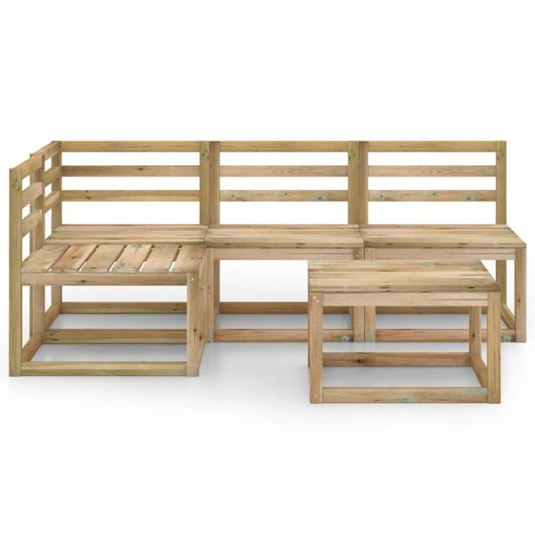 vidaXL Градински лаундж комплект, 5 части, бор със зелена импрегнация