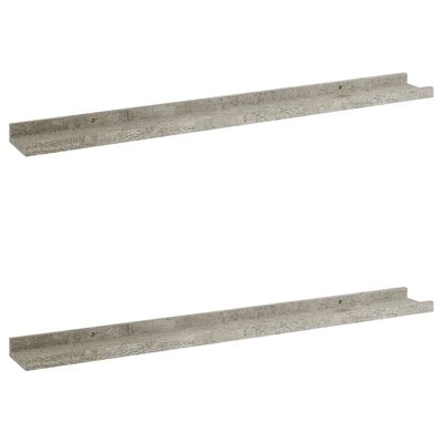 vidaXL Стенни рафтове, 2 бр, бетонно сиви, 80x9x3 см
