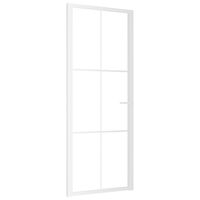 vidaXL Интериорна врата 83x201,5 см бяла ESG стъкло и алуминий