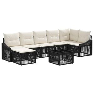 vidaXL Градински Софа Комплект 8 pcs Черно полиратан