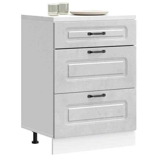 vidaXL Кухненски шкаф, "Kalmar", бетонно сив, инженерно дърво