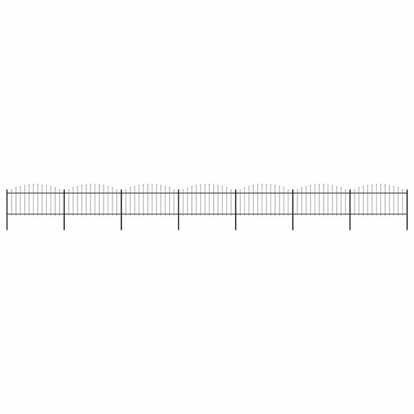 vidaXL Градинска ограда с връх тип копие, стомана, 1248x150 см, черна