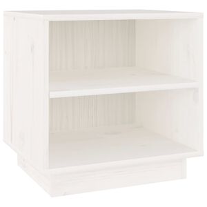 vidaXL Нощно шкафче, бяло, 40x34x40 см, борово дърво масив