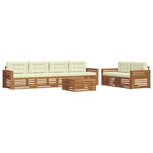 vidaXL Комплект дивани за открито 7 pcs Натурален и Крема
