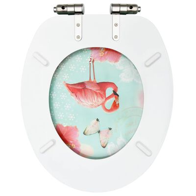 vidaXL Тоалетни седалки с плавно затваряне 2 бр МДФ дизайн фламинго