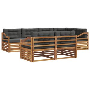 vidaXL Комплект дивани за открито 7 pcs Натурален и Антрацит