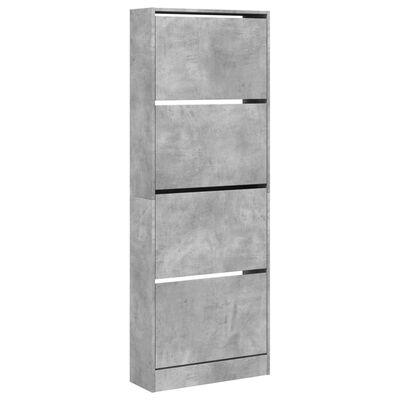 vidaXL Шкаф за обувки, бетонно сив, 60x21x163,5 см, инженерно дърво