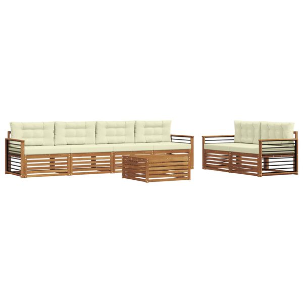 vidaXL Комплект дивани за открито 7 pcs Натурален и Крема