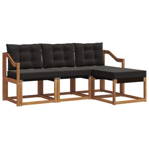 vidaXL Комплект дивани за открито 4 pcs Естествено и черно