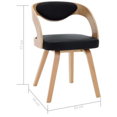 vidaXL Трапезни столове, 6 бр, черни, извито дърво и изкуствена кожа