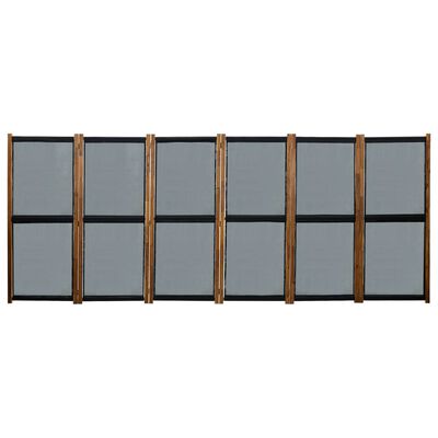 vidaXL Параван за стая, 6 панела, черен, 420x170 cм