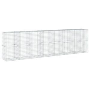 vidaXL Габионна кошница с покритие, 750x100x200 см, поцинковано желязо
