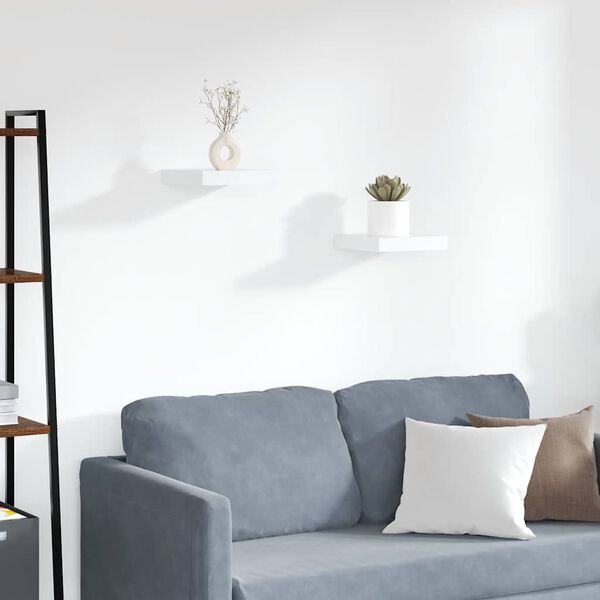 vidaXL Окачени стенни рафтове, 2 бр, бели, 23x23,5x3,8 см, МДФ