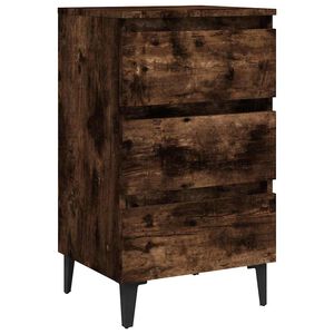vidaXL Нощно шкафче с метални крака, опушен дъб, 40x35x69 см