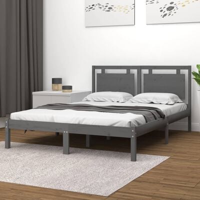 vidaXL Рамка за легло, сива, дърво масив, 120х200 см