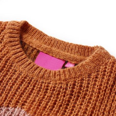 Детски плетен пуловер, коняк, 92