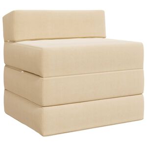 vidaXL Сгъваем диван легло Кремаво 200 x 70 x 15 см Кордюрова тъкан