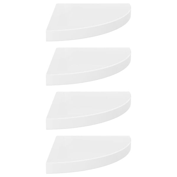 323909 vidaXL Floating Corner Shelves 4 pcs High Gloss White 35x35x3,8 cm MDF