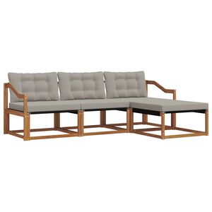 vidaXL Комплект дивани за открито 4 pcs Естествено и светло сиво