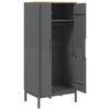 vidaXL Гардероб FLORO, сив, 77x53x171 см, бор масив
