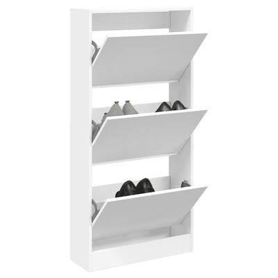 vidaXL Шкаф за обувки, бял, 60x21x125,5 см, инженерно дърво
