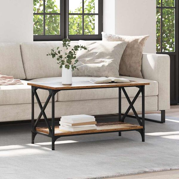 vidaXL Масичка за кафе Старо дърво 80 x 45 x 45.5 см Инженерно дърво